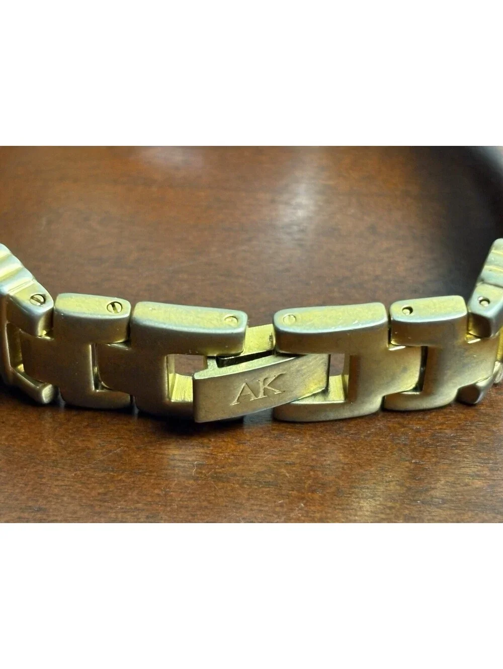 Vintage Anne Klein Gold Tone Secret Mirror Watch Flip Top Mesh Band 10/8688